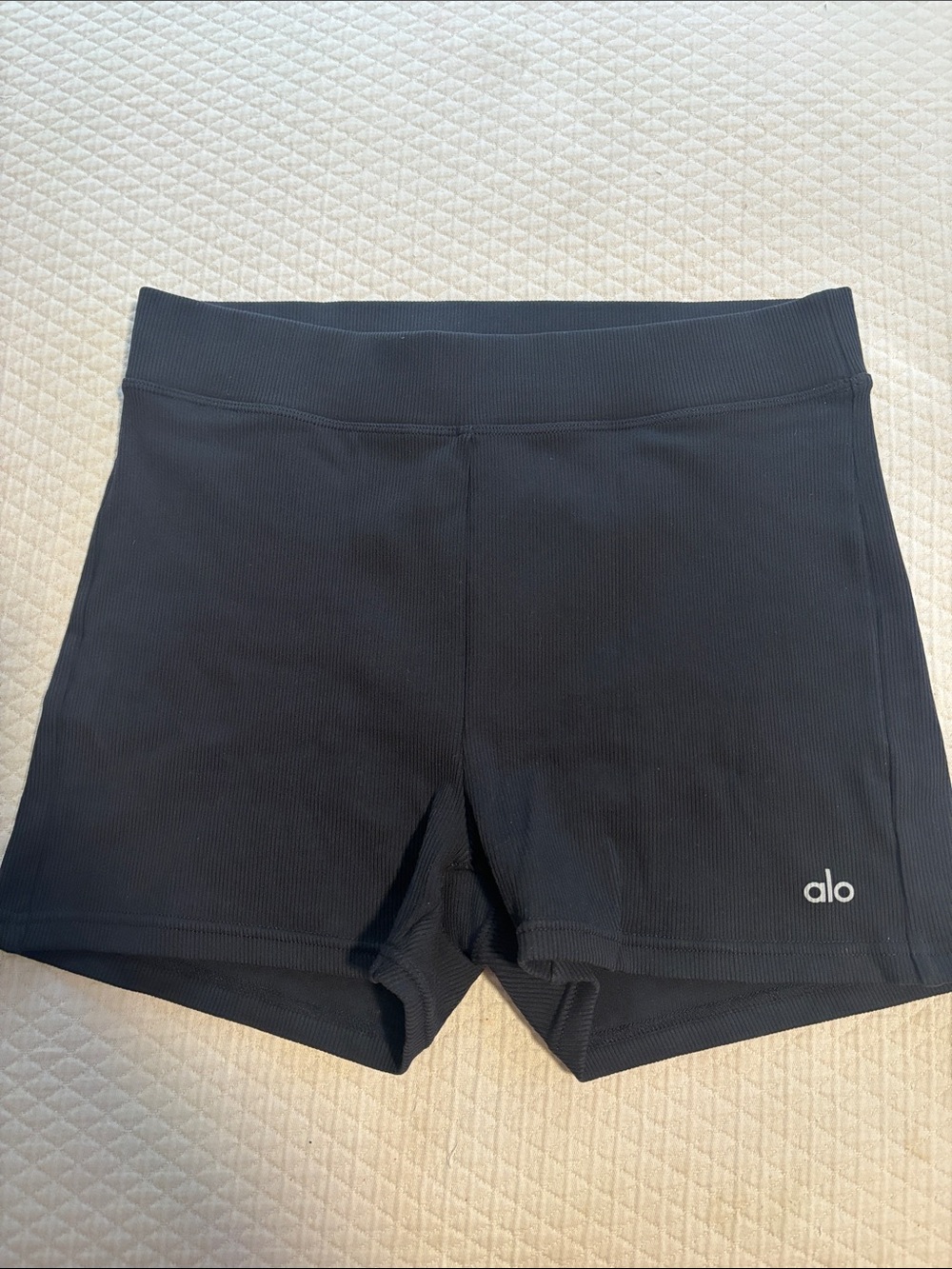 ALO Yoga Black Ribbed Bike Shorts